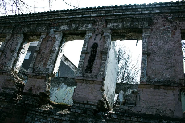 Разрушенный Вид Старый Дом Девятнадцатого Века Городе Днепропетровске Украина Вид — стоковое фото