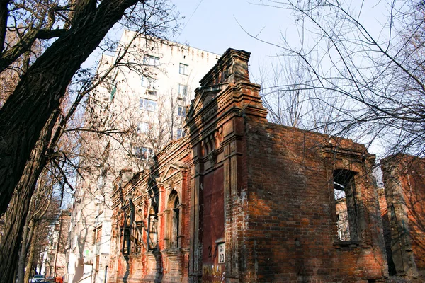 Vista Arruinada Una Antigua Casa Del Siglo Xix Ciudad Dnepropetrovsk — Foto de Stock