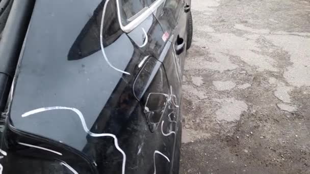 Dnipropetrovsk Ουκρανία 2022 Audi Στα Μαύρα Μετά Από Ένα Ατύχημα — Αρχείο Βίντεο