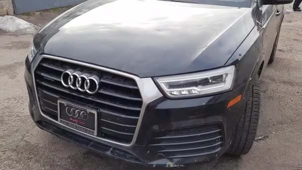 Dniepropietrowsk Ukraina 2022 Audi Kolorze Czarnym Wypadku Wypadek Tyłu Przemieszczeniem — Wideo stockowe