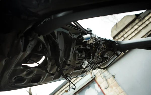 Dnepropetrovsk Ucrânia 2022 Audi Preto Após Acidente Acidente Atingido Por — Fotografia de Stock