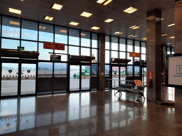 Bodrum Turkey 2021 Milas Bodrum International Airport Interior Gate Boarding — Stock Photo, Image