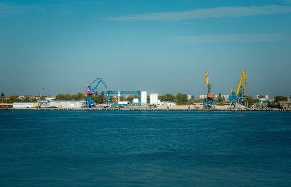 Gru Porto Merci Sul Dnieper Dnepropetrovsk Ucraina — Foto Stock