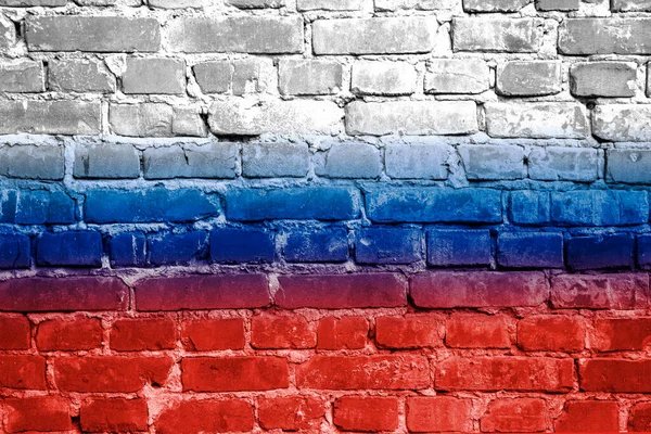 Bandiera Della Russia Sfondo Muro Mattoni Sulla Strada Della Città — Foto Stock