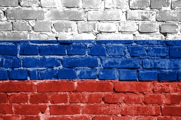 Kasaba Sokaklarında Duvarda Rusya Bayrağı Var Dıştaki Eski Taş Rus — Stok fotoğraf