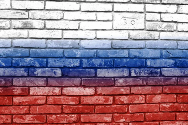 Kasaba Sokaklarında Duvarda Rusya Bayrağı Var Dıştaki Eski Taş Rus — Stok fotoğraf