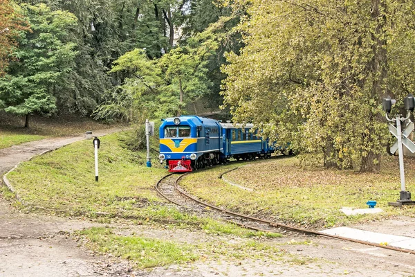 Dnepropetrovsk Oekraïne 2021 Oekraïense Kinderspoorweg Uit Jaren Zestig Het Stadspark — Stockfoto