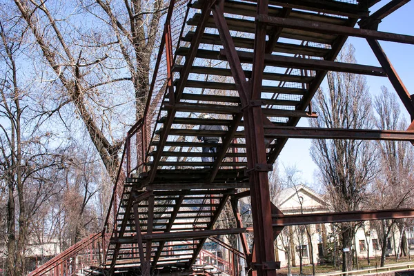 Details Construction Old Pedestrian Bridge Railroad Tracks Mid 20Th Century —  Fotos de Stock