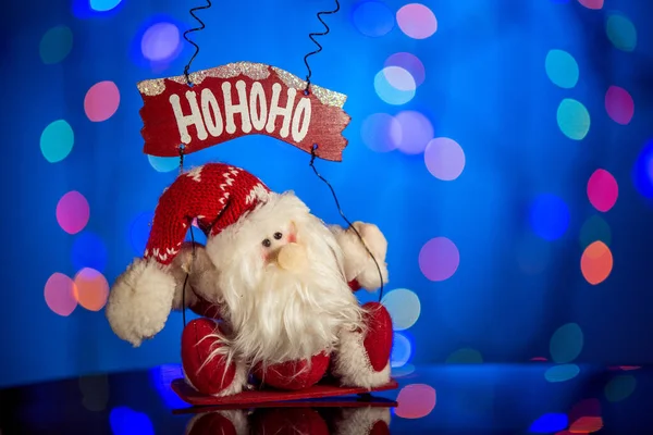 Jolly Santa Claus Játék Csillogó Mesés Bokeh Háttér Másolási Hely — Stock Fotó