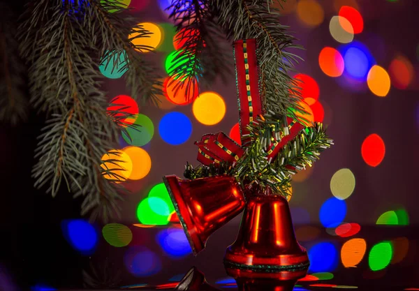 Weihnachten Spielzeugglocken Funkelnde Und Fabelhafte Hintergrund Mit Kopierraum Weihnachtlicher Hintergrund — Stockfoto