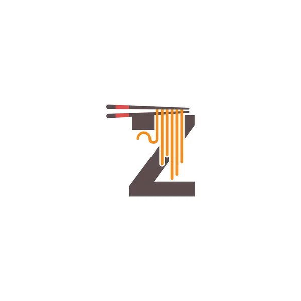 Letter Chopsticks Noodle Icon Logo Design Template — Stock Vector