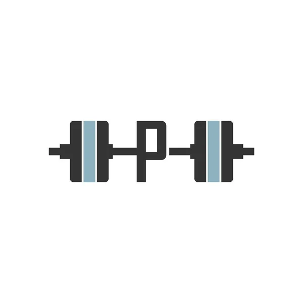 Letter Barbell Icon Fitness Design Template Vector — Stock Vector