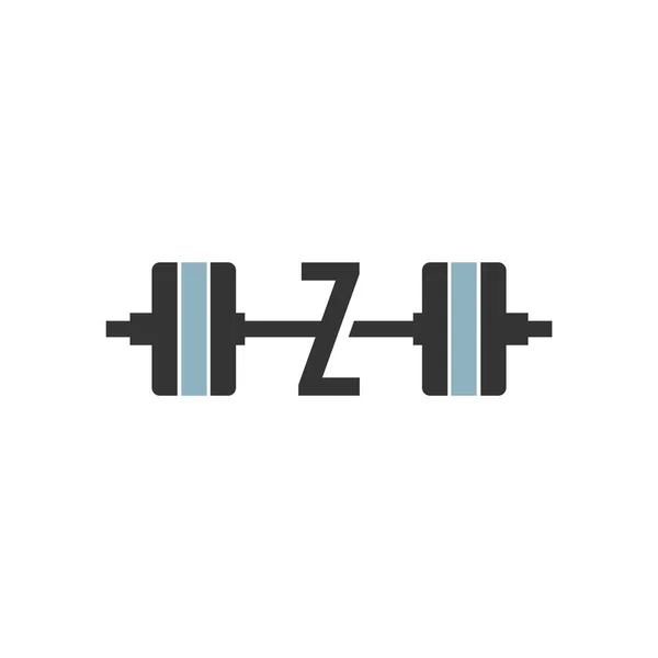 字母Z与杠铃图标健身设计模板向量 — 图库矢量图片