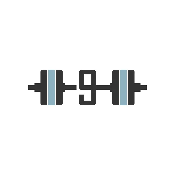 Number Barbell Icon Fitness Design Template Vector — Stock Vector