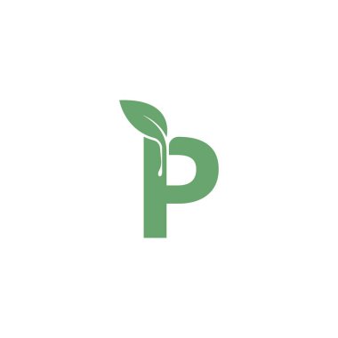 P harfi simge yaprak tasarımı konsept şablonu