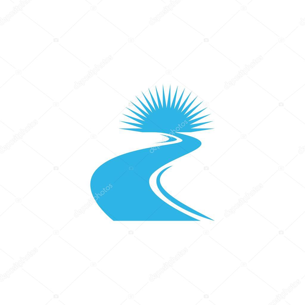 River icon logo flat design template vector