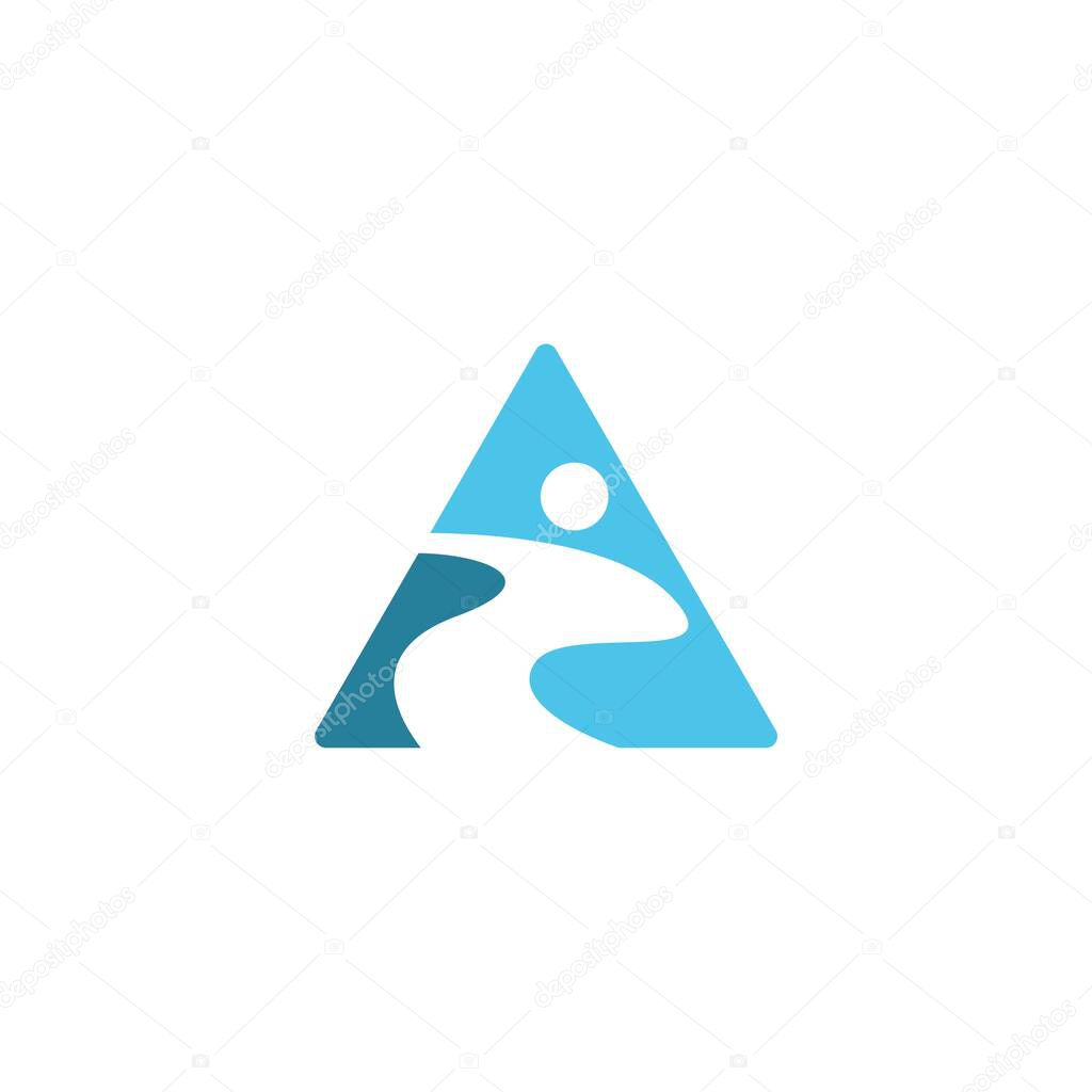 River icon logo flat design template vector