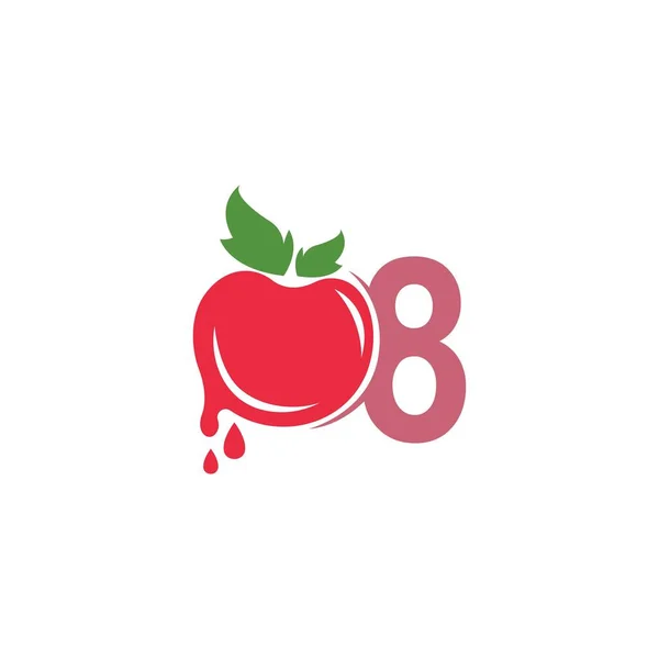Number Tomato Icon Logo Design Template Illustration Vector — Stock Vector