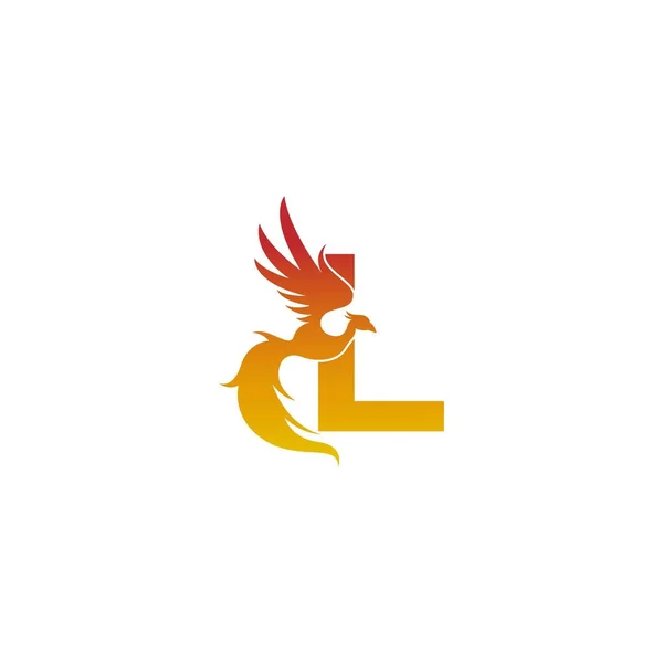 Letra Icono Con Ilustración Plantilla Diseño Del Logotipo Phoenix — Vector de stock