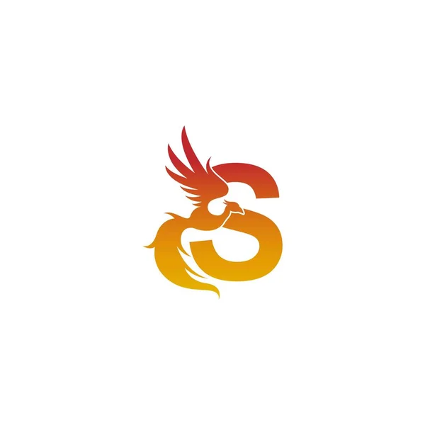 Icono Letra Con Ilustración Plantilla Diseño Del Logotipo Phoenix — Vector de stock