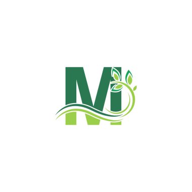 Letter M Icon with floral logo design template illustration vector