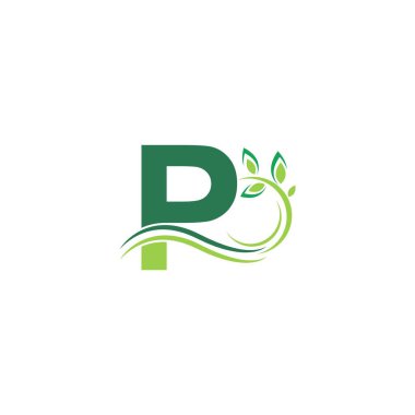 Letter P Icon with floral logo design template illustration vector