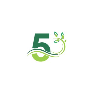 Number 5 Icon with floral logo design template illustration vector