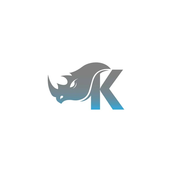 文字Kとサイの頭のアイコンロゴテンプレートベクトル — ストックベクタ