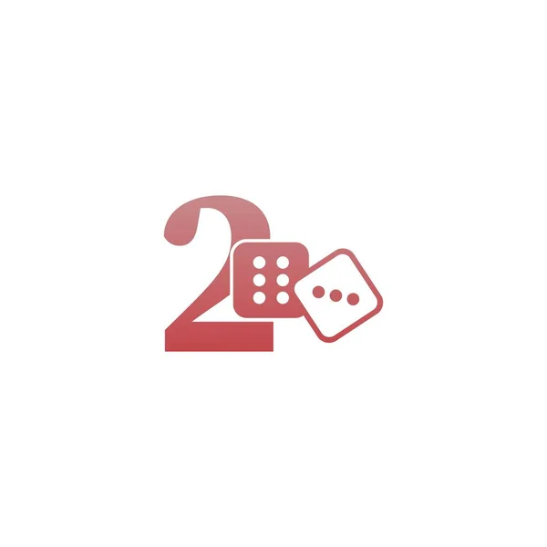 Αριθμός Ζάρια Δύο Εικονίδιο Λογότυπο Πρότυπο Διάνυσμα — Διανυσματικό Αρχείο