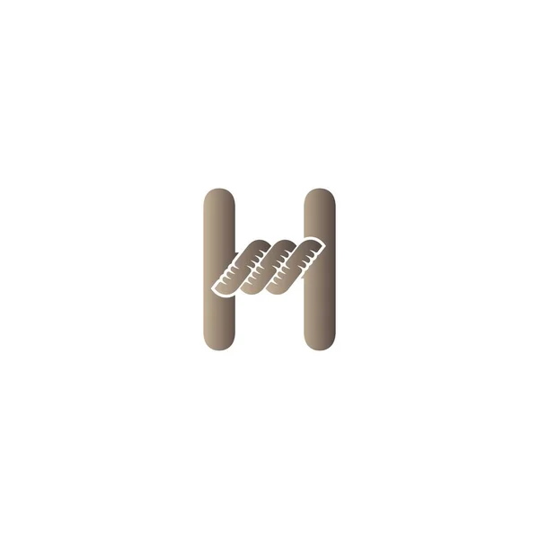 ロープアイコンのロゴデザインイラストベクトルに包まれた文字H — ストックベクタ