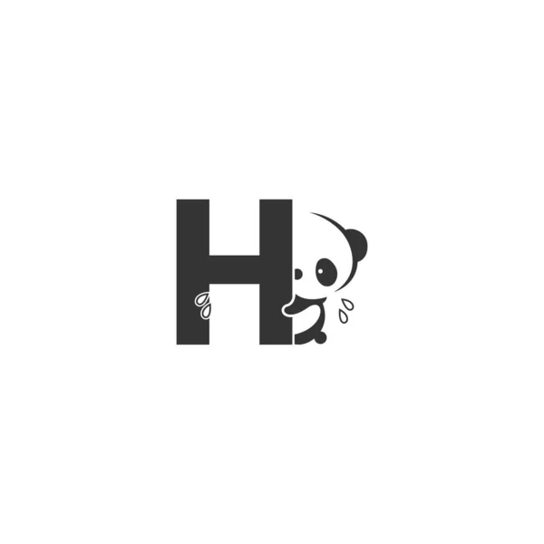 Panda Ikon Bakom Bokstaven Logotyp Illustration Mall — Stock vektor