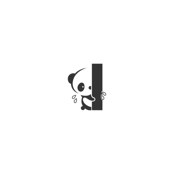 Icono Panda Detrás Plantilla Ilustración Del Logotipo Letra — Archivo Imágenes Vectoriales