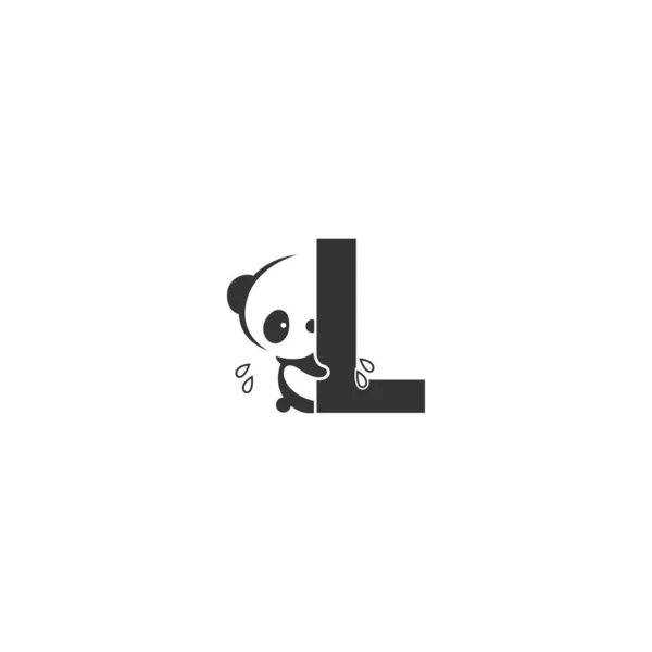 Panda Icono Detrás Letra Logotipo Plantilla Ilustración — Archivo Imágenes Vectoriales