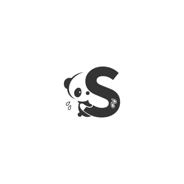 Panda Icoon Achter Letter Logo Illustratie Sjabloon — Stockvector