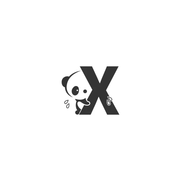 Ícone Panda Por Trás Letra Logotipo Ilustração Modelo — Vetor de Stock
