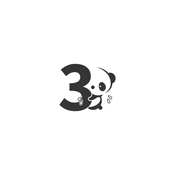 Icono Panda Detrás Plantilla Ilustración Del Logo Número — Archivo Imágenes Vectoriales