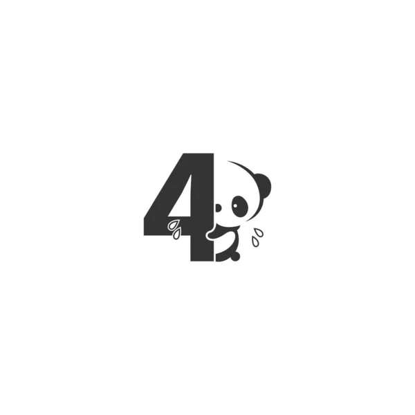 Panda Icon Number Logo Illustration Template — Stock Vector