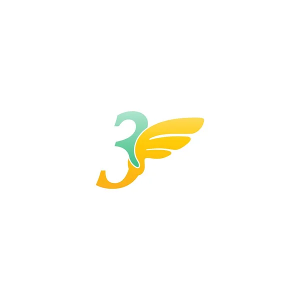 Nummer Logo Pictogram Illustratie Met Vleugels Vector — Stockvector