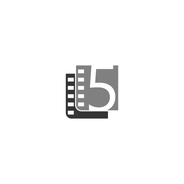 Ikona Číslo Vektoru Šablony Ilustrace Filmového Pruhu — Stockový vektor