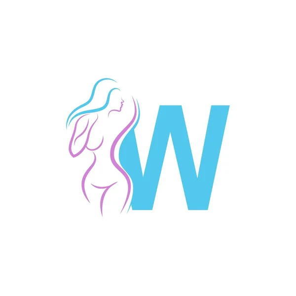 Sexy Woman Icon Front Letter Illustration Template Vector — Stock Vector