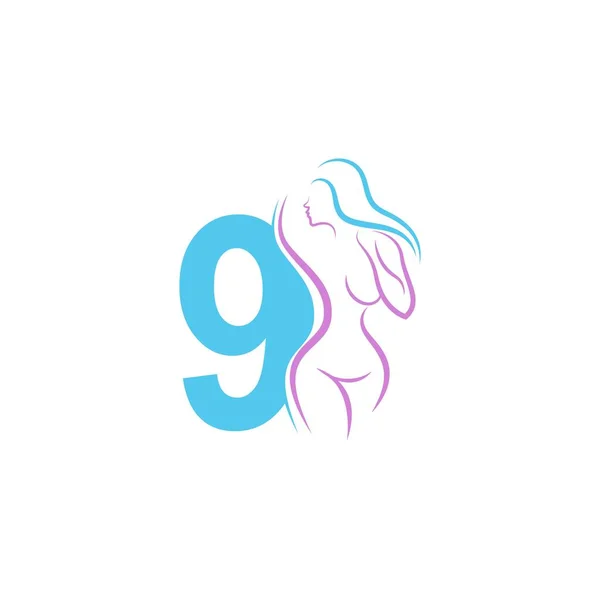 Sexy Woman Icon Front Number Illustration Template Vector — Stock Vector