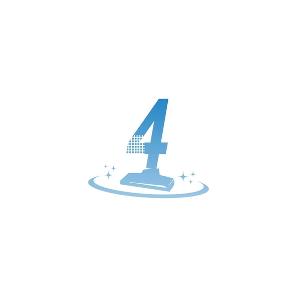 Reinigungsservice Logo Abbildung Mit Nummer Symbol Vorlagenvektor — Stockvektor