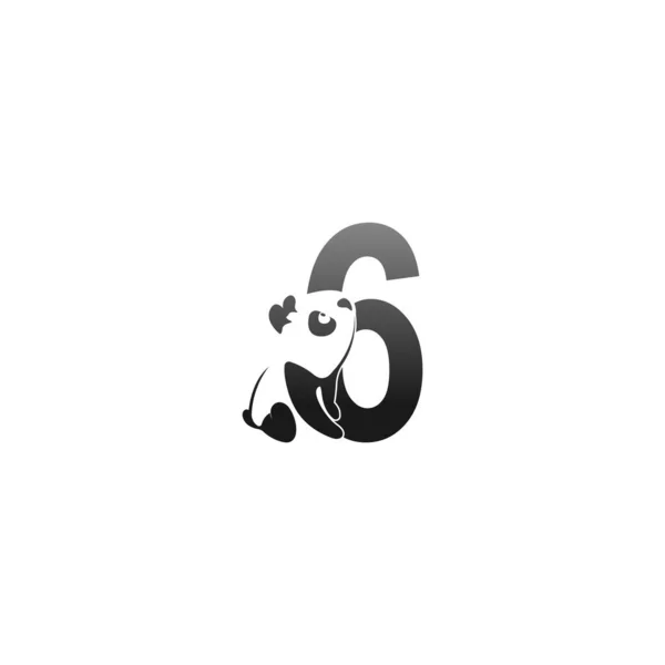 Panda Animal Illustration Looking Number Icon Template — Stock Vector