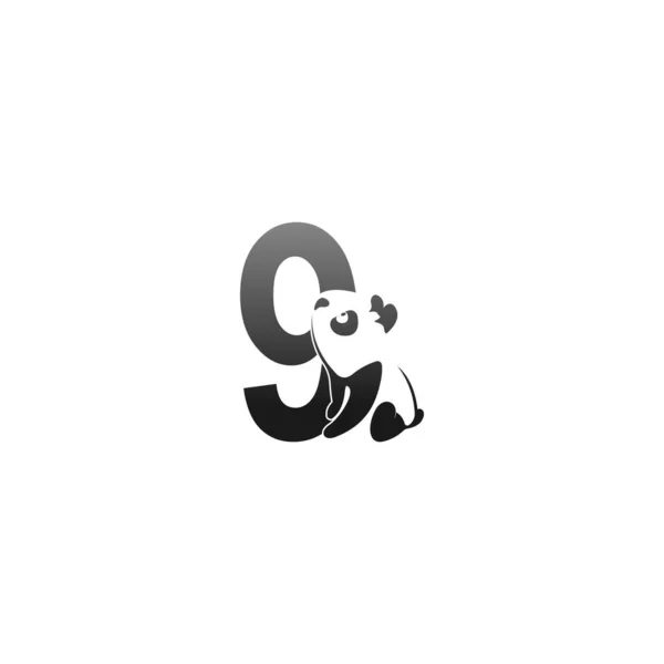 Panda Animal Ilustración Mirando Número Icono Plantilla — Vector de stock