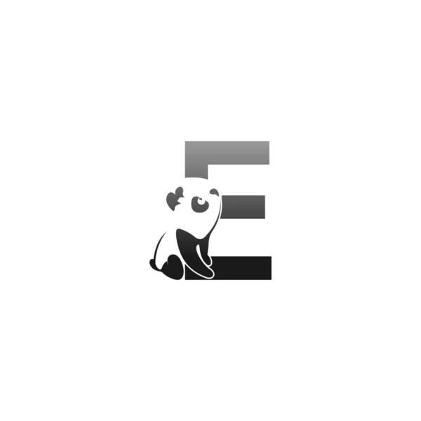 Illustration Animalière Panda Regardant Modèle Icône Lettre — Image vectorielle