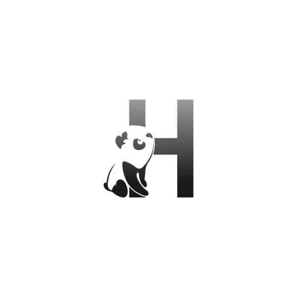 Panda Απεικόνιση Των Ζώων Κοιτάζοντας Πρότυπο Εικονίδιο Γράμμα — Διανυσματικό Αρχείο