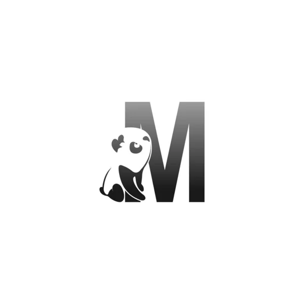 Panda Ilustração Animal Olhando Para Modelo Ícone Letra —  Vetores de Stock