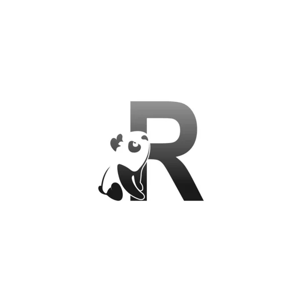 Panda Animal Ilustración Mirando Letra Icono Plantilla — Vector de stock