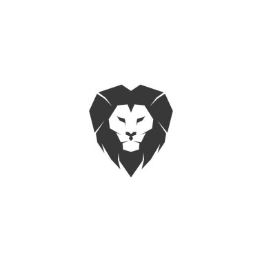 Aslan başı simgesi logo tasarım vektör şablonu çizimi