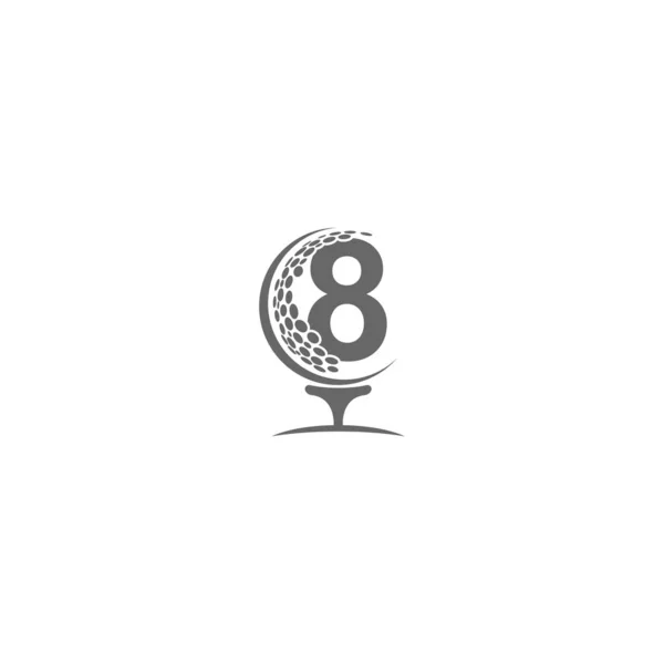 Numéro Icône Balle Golf Illustration Conception Logo — Image vectorielle